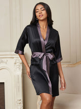 [Sort] SilkSilky-DK Half Sleeve Dame Morgenkåbe 006