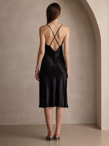 [Sort] SilkSilky-DK Sleeveless V Neck Kjole 002