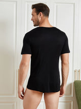 [Sort] SilkSilky-DK Kort ærme Tight Crew Neck Herre T-shirt 002