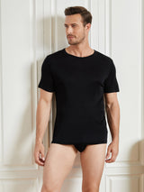 [Sort] SilkSilky-DK Kort ærme Tight Crew Neck Herre T-shirt 005
