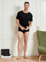 [Sort] SilkSilky-DK Kort ærme Tight Crew Neck Herre T-shirt 007