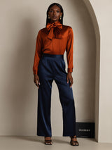 [Karamel] SilkSilky-DK Long Sleeve High Neck Bluse 006