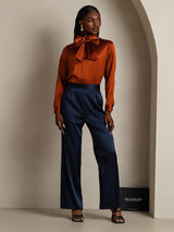 [Karamel] SilkSilky-DK Long Sleeve High Neck Bluse 009