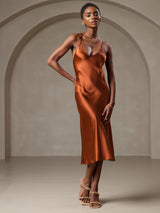 [Karamel] SilkSilky-DK Sleeveless V Neck Kjole 004