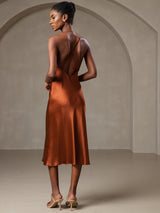 [Karamel] SilkSilky-DK Sleeveless V Neck Kjole 002