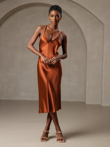 [Karamel] SilkSilky-DK Sleeveless V Neck Kjole 005