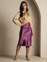 [Champagne] SilkSilky-DK Long Sleeve High Neck Bluse 008