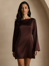 [Kaffe] SilkSilky-DK Long Sleeve Boat Neck Kjole 005