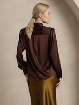 [Kaffe] SilkSilky-DK 19Momme Langærmet Bindekrage Bluse 002