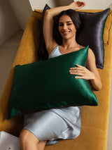 [Mørkegrøn+Mørkegrå] SilkSilky-DK 22Momme Pure Silk Pillowcase 004