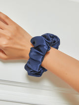 [Mørkeblå] SilkSilky-DK Scrunchie 001