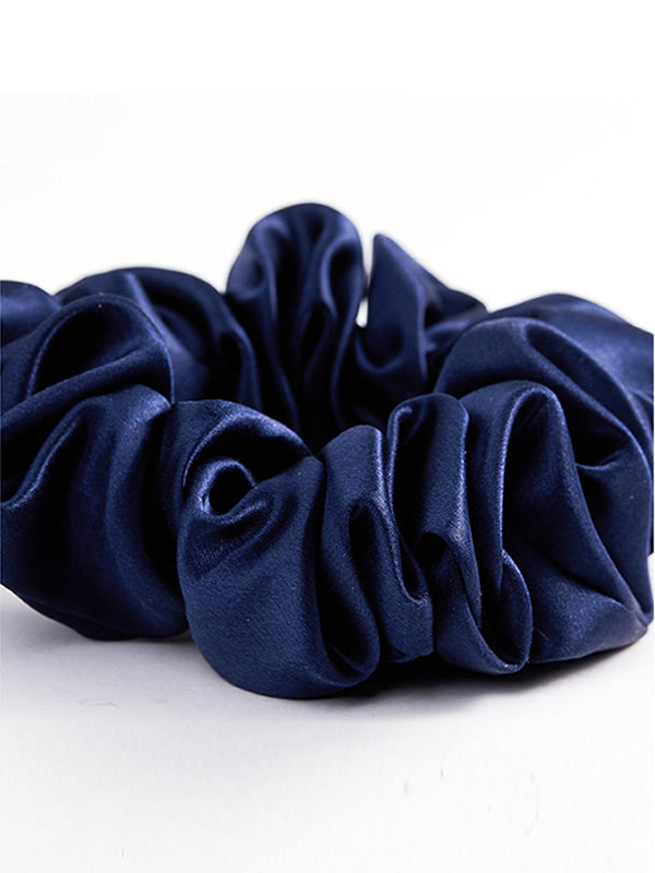 [Mørkeblå] SilkSilky-DK 19Momme Scrunchie 005