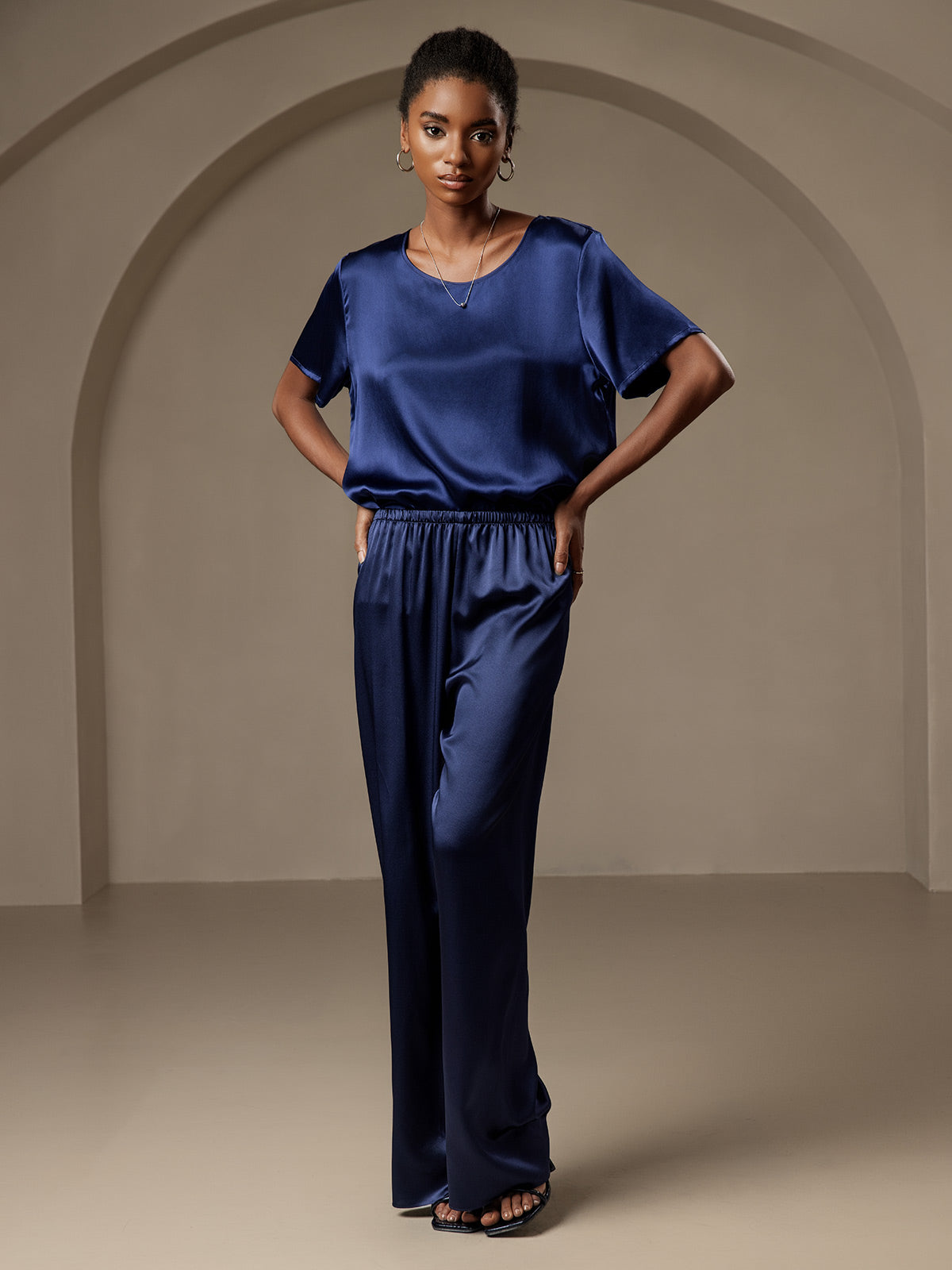 [Mørkeblå] SilkSilky-DK Womens Pants 001