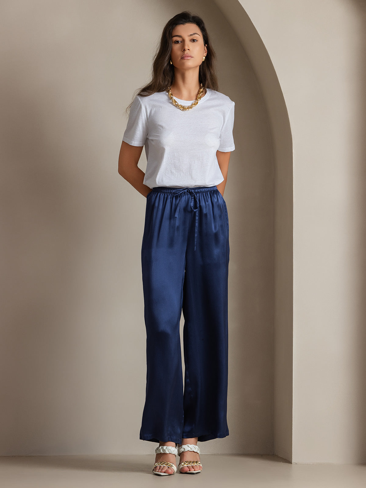[Mørkeblå] SilkSilky-DK Womens Pants 005