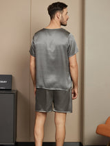 [Mørkegrå] SilkSilky-DK Short Sleeve Round Neck Pyjamas til Mænd 002