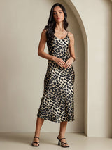 [Leopard] SilkSilky-DK Sleeveless V Neck Kjole 009
