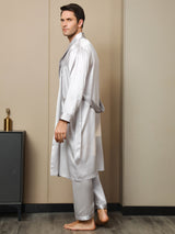 [Lysegrå] SilkSilky-DK 19Momme Mens Robe 002