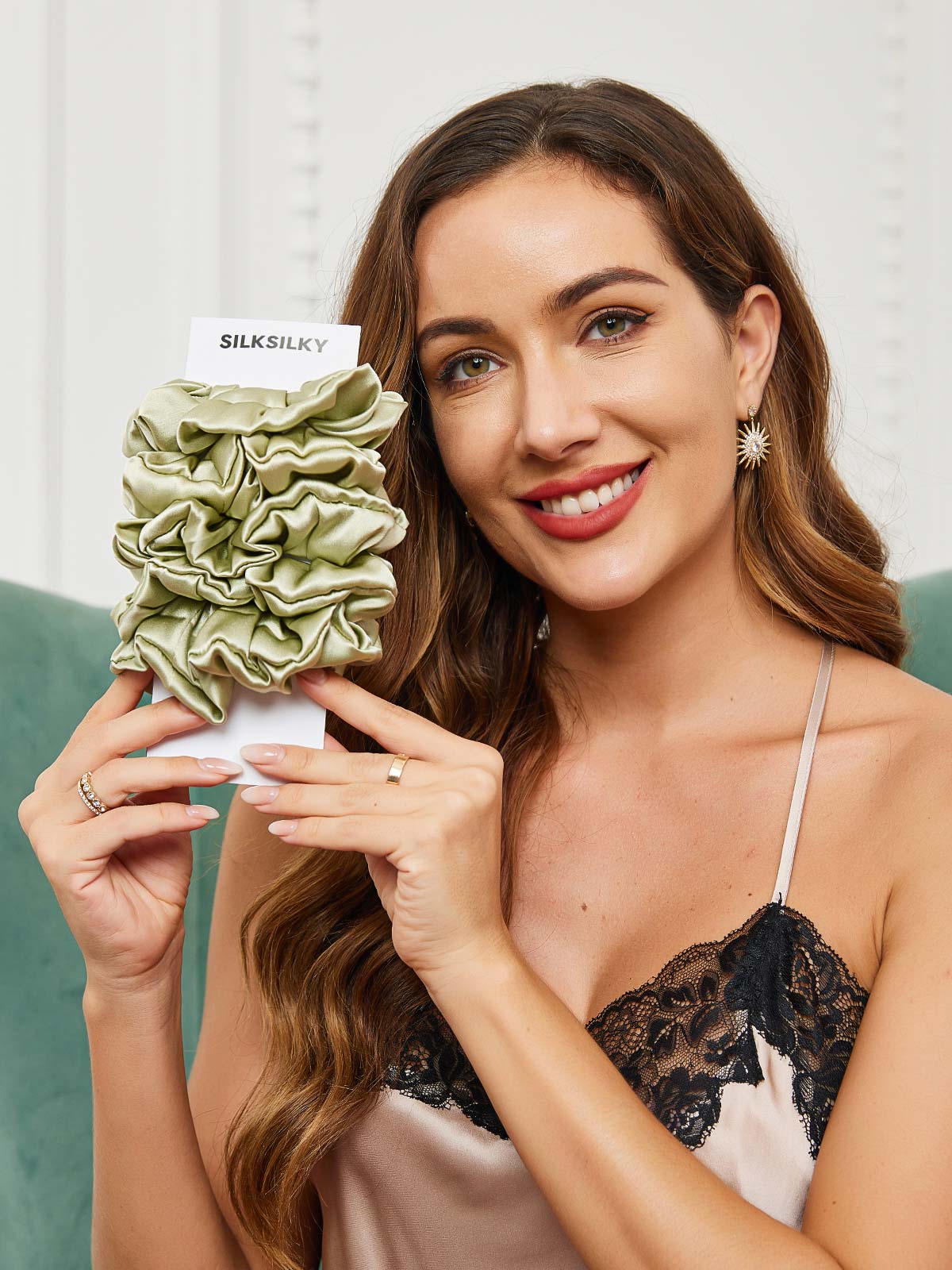 [Mintgrøn] SilkSilky-DK 19Momme Scrunchie 001