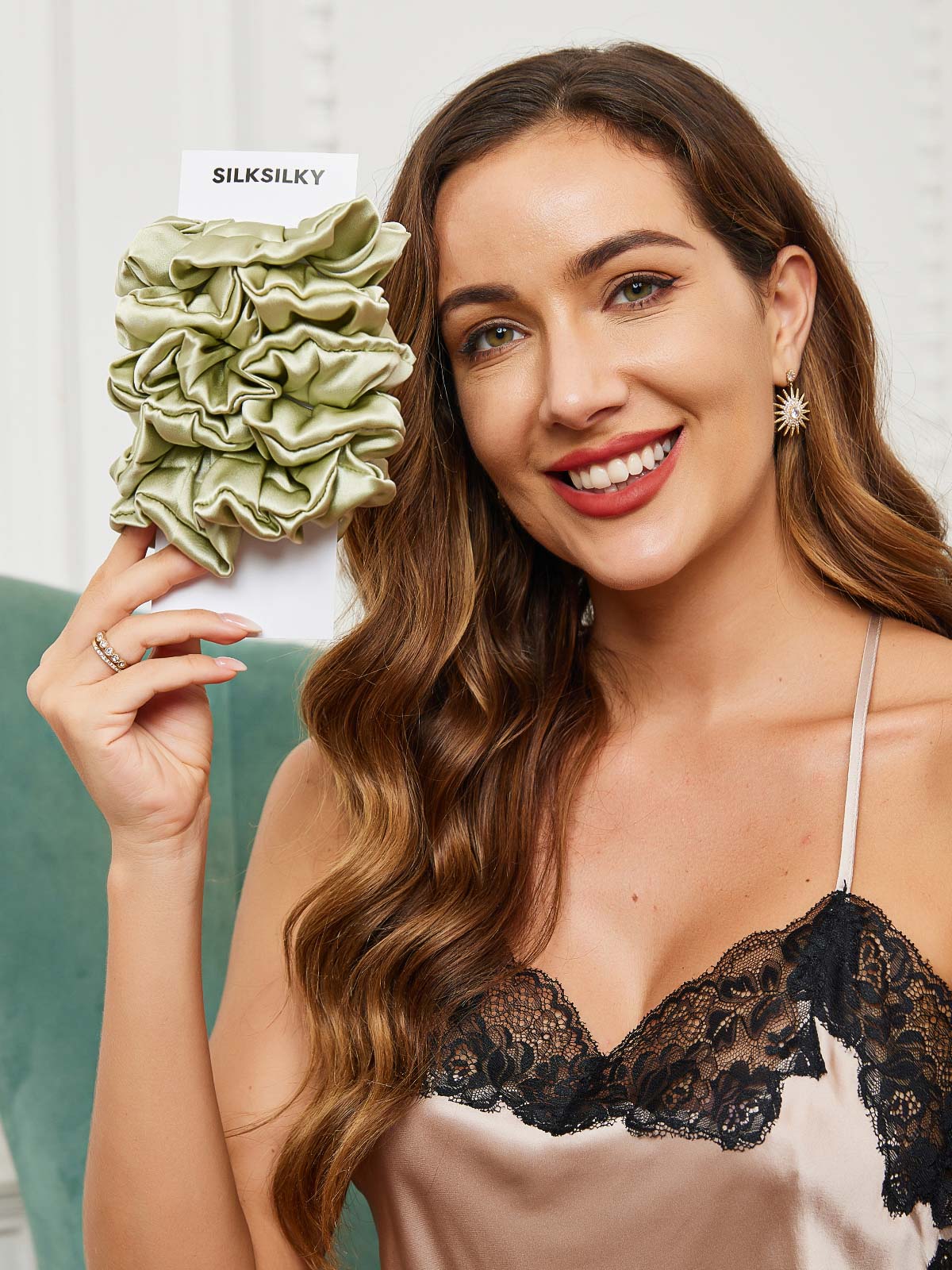 [Mintgrøn] SilkSilky-DK 19Momme Scrunchie 002