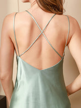 [Mintgrøn] SilkSilky-DK Spaghetti Strap V Neck Natkjole 006