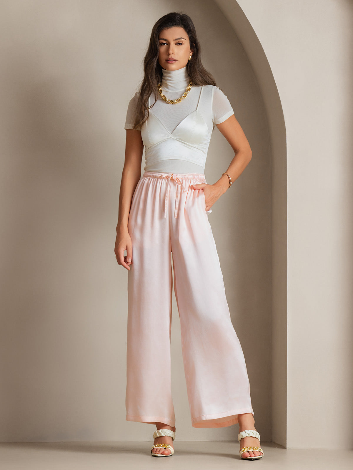 [Lyserød] SilkSilky-DK Womens Pants 004