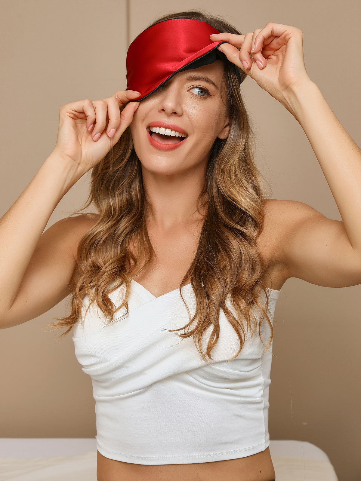 [Rød] SilkSilky-DK 19Momme Eye Mask 003