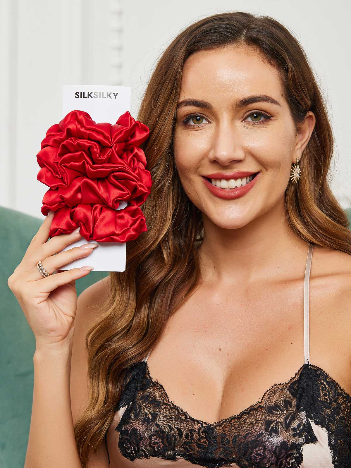 [Rød] SilkSilky-DK 19Momme Scrunchie 001