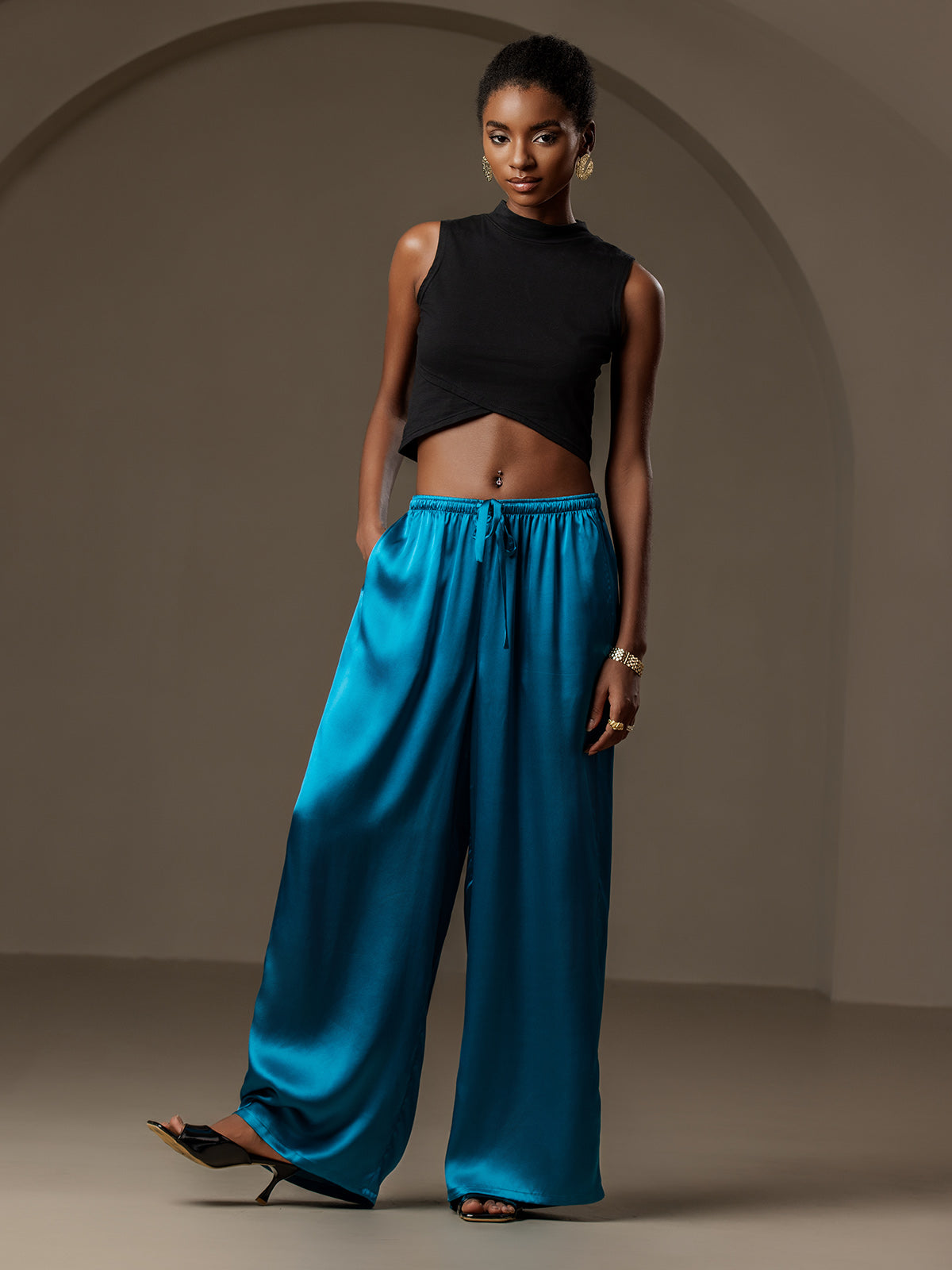 [Blågrøn] SilkSilky-DK Womens Pants 004