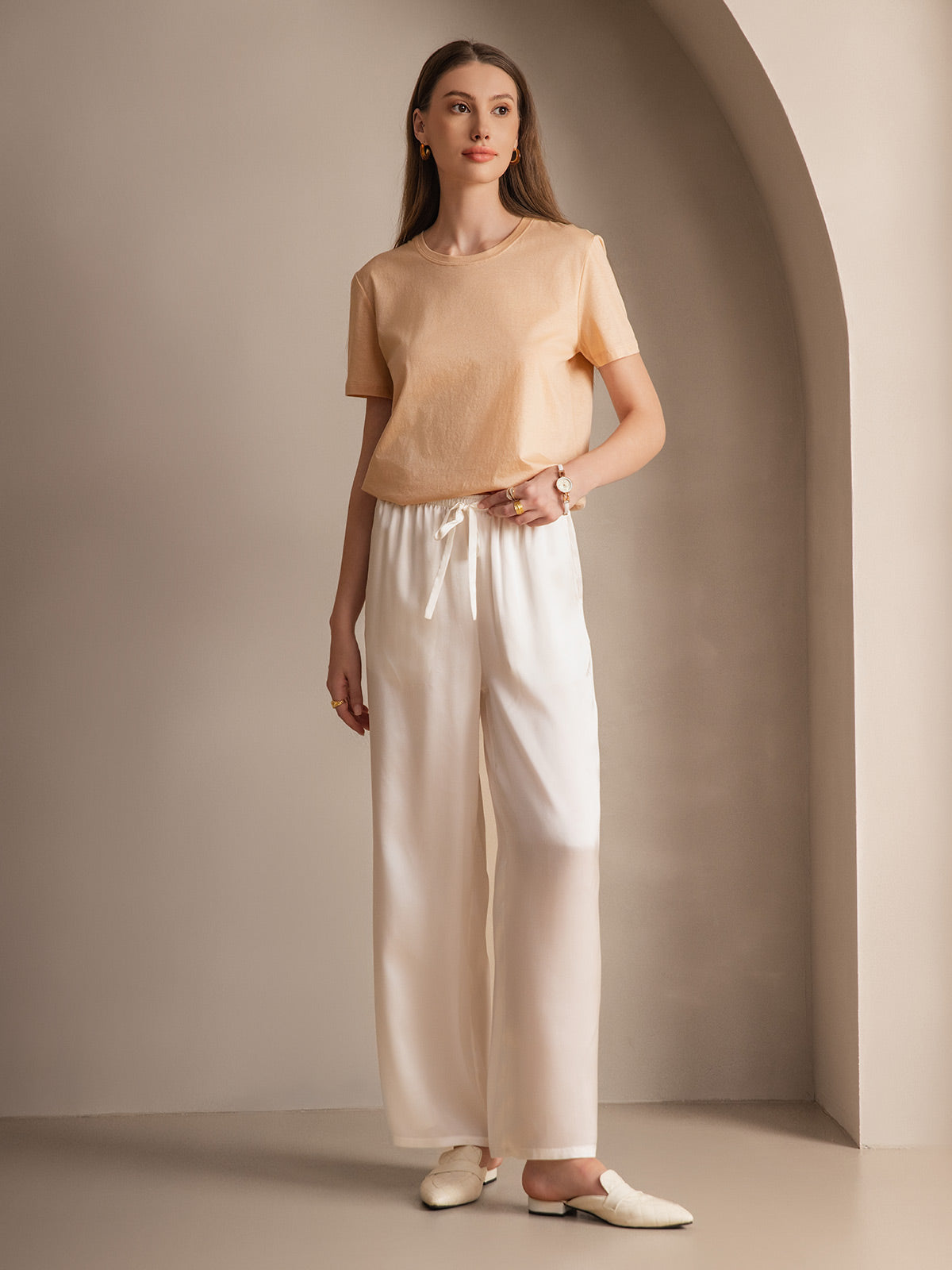 [Hvid] SilkSilky-DK Womens Pants 006