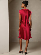[Vin] SilkSilky-DK Cap Sleeve V Neck Kjole 002
