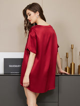 [Vin] SilkSilky-DK Short Sleeve Round Neck Dame Pyjamas 002