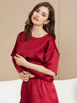 [Vin] SilkSilky-DK Short Sleeve Round Neck Dame Pyjamas 003