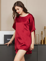 [Vin] SilkSilky-DK Short Sleeve Round Neck Dame Pyjamas 004