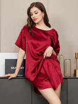 [Vin] SilkSilky-DK Short Sleeve Round Neck Dame Pyjamas 005