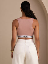 [Lyserød] SilkSilky-DK Sleeveless Crew Neck Camisole Top 002