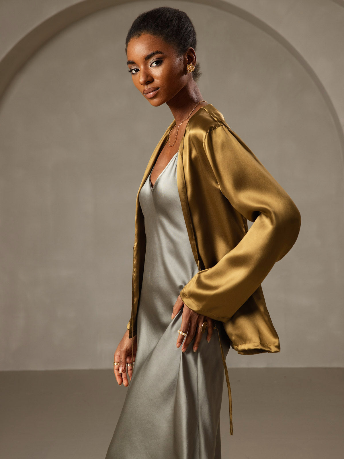 [Grågrøn] SilkSilky-DK Nightgown 006,