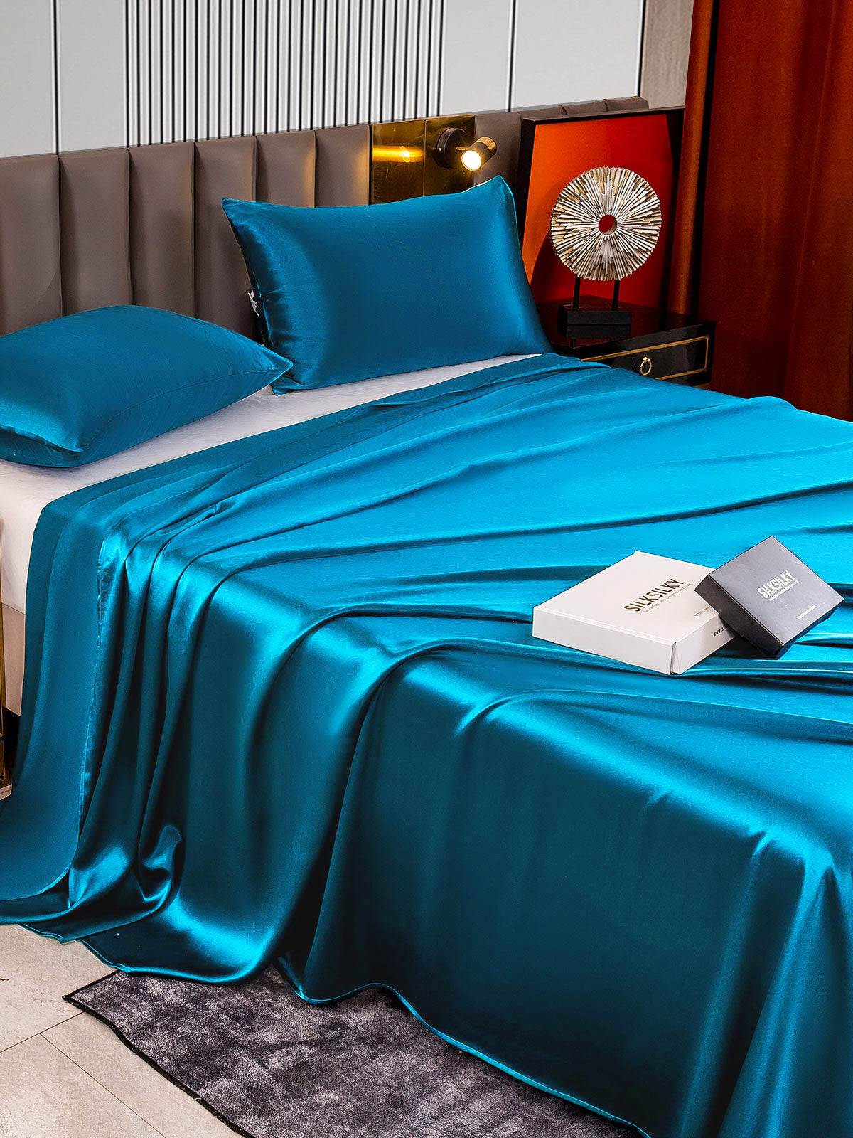 [Blågrøn] SilkSilky-DK 22Momme Bedding Set 004