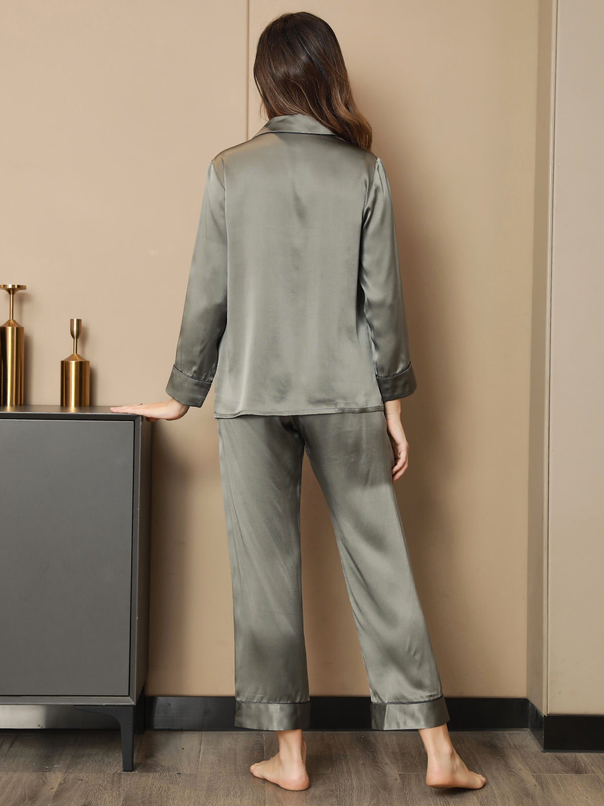 [Grågrøn] SilkSilky-DK Womens Pajamas 002