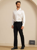 [Hvid] SilkSilky-DK Long Sleeve Lapel Collar Herreskjorte 007