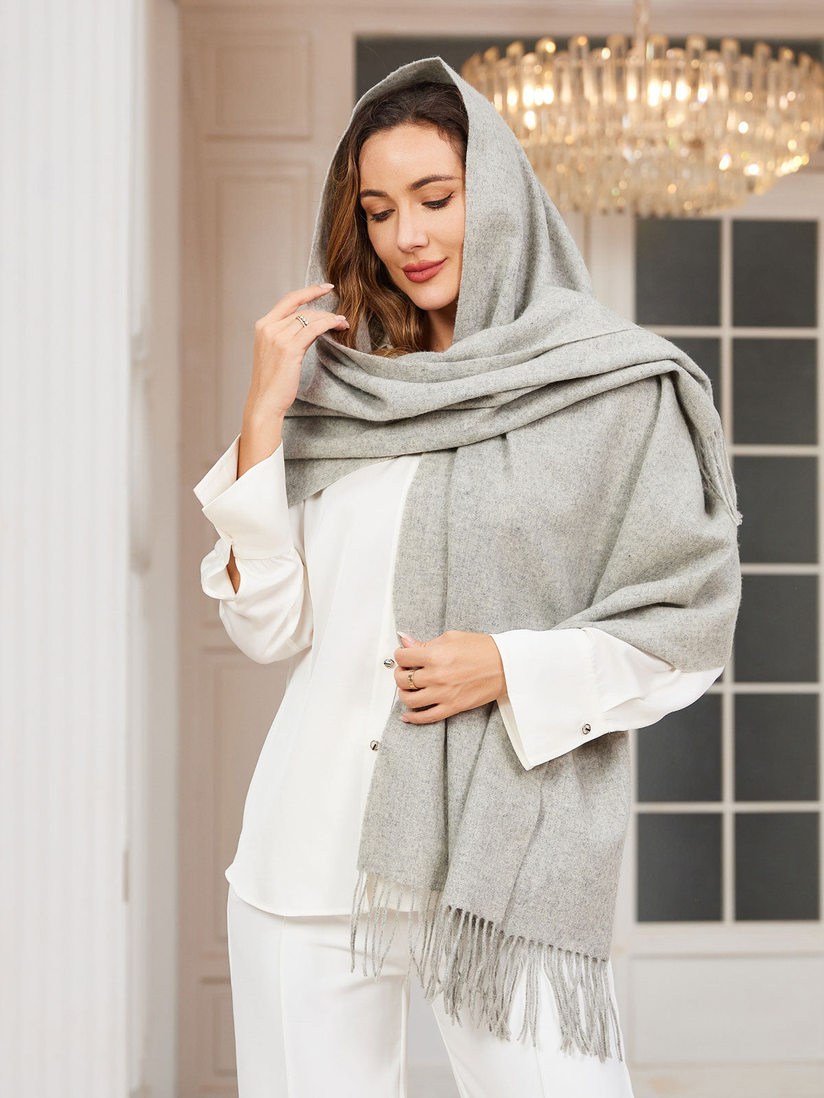 [Lysegrå] SilkSilky-DK Scarf 002