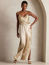[Champagne] SilkSilky-DK Spaghetti Strap V Neck Camisole Top 003