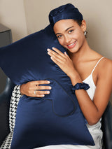 [Mørkeblå] SilkSilky-DK 19Momme Pure Silk Pillowcase Set 001
