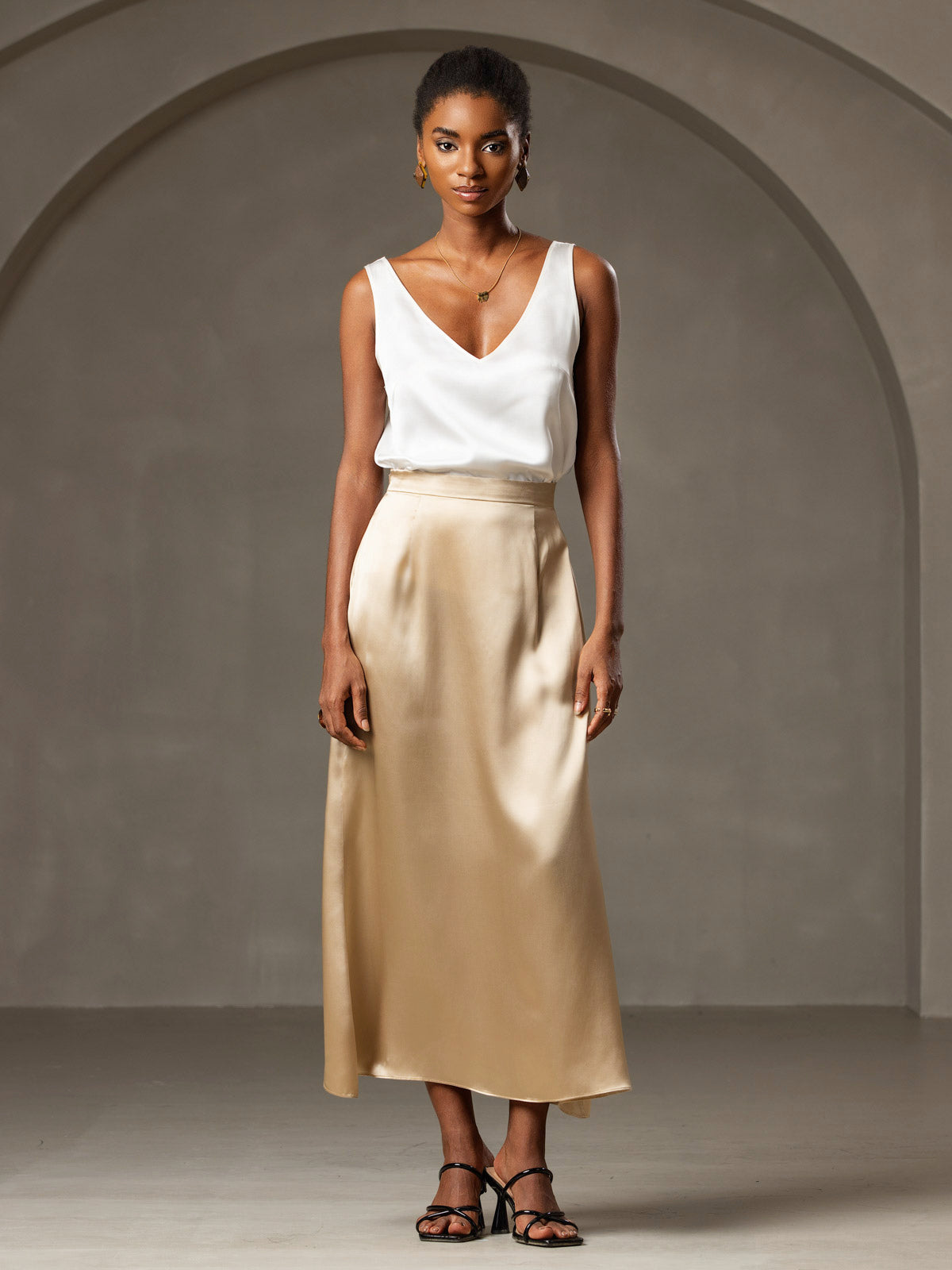 [Hvid] SilkSilky-DK 19Momme Silke Camisoles 001