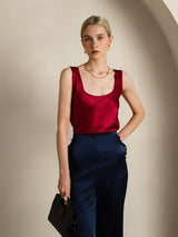[Vin] SilkSilky-DK 19Momme Ærmeløs Dyb Rund Halsudskæring Camisole Top 004