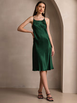 [Mørkegrøn] SilkSilky-DK Sleeveless Kjole 005