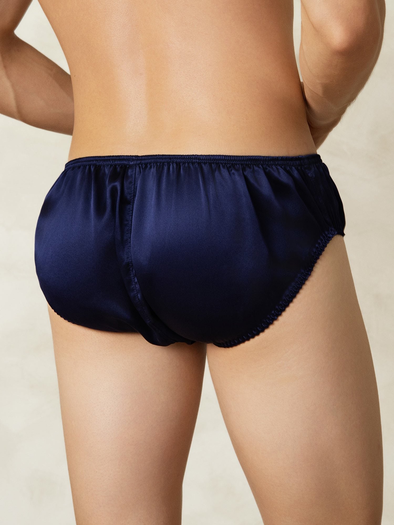 [Mørkeblå] SilkSilky-DK Silke Mens Underwear 002