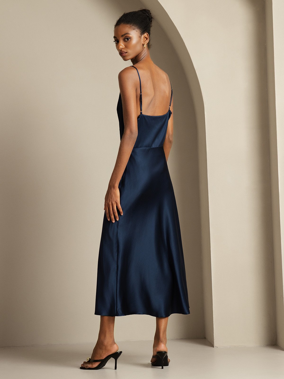 [Mørkeblå] SilkSilky-DK 19Momme Silke Womens Outfit Sets 002,