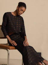 [Sort] SilkSilky-DK Ren Silke Langærmet Rund Hals Women''s Outfit Sets 008