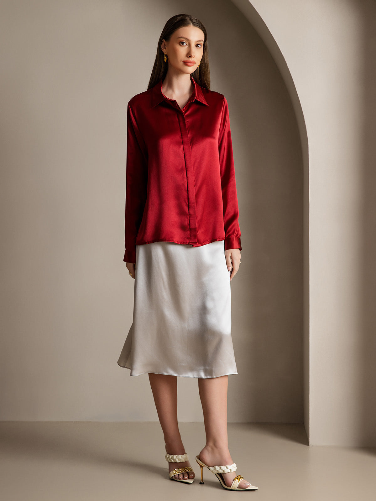 [Vin] SilkSilky-DK 19Momme Silke Womens Shirt 004