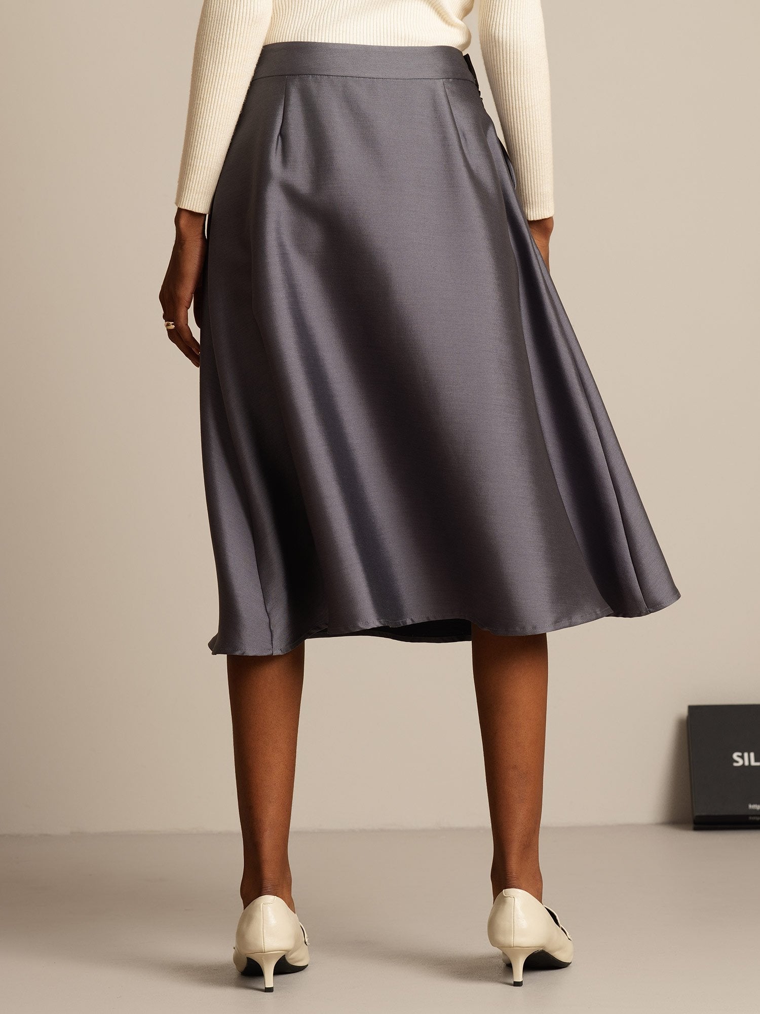 [Grå] SilkSilky-DK 32Momme Silke Skirt 002,